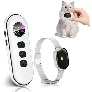 Ultra-Small Cat Shock Collar, Ultra-Light & Thin Cat Training Collar with 1300ft Remote, Tailored for Cats & Small Dogs, 198-Level Precise Control, Waterproof, Rechargeable (Beige)