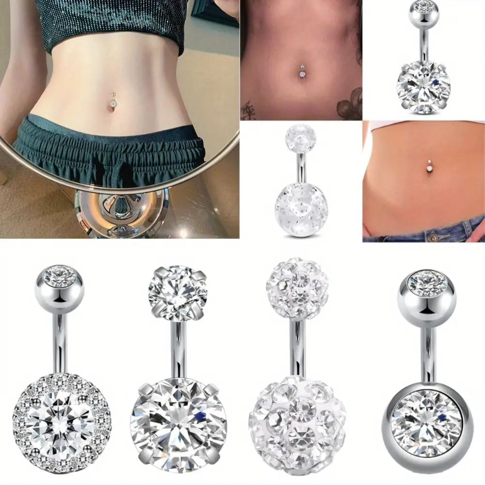 4PCS 1/4 Inch Short Belly Button Rings 14G 6mm Stainless Steel Short Belly Navel Button Rings for Women Men jewelry summerwins
