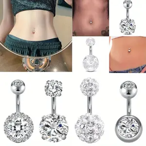 4PCS 1/4 Inch Short Belly Button Rings 14G 6mm Stainless Steel Short Belly Navel Button Rings for Women Men jewelry
