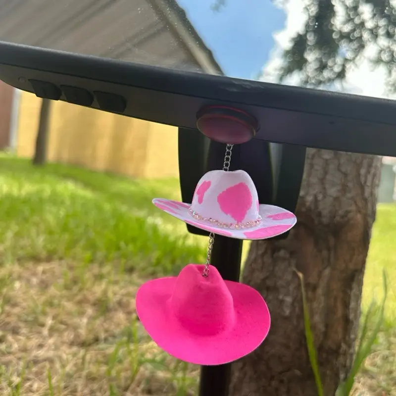 Pink Vaquita - cow print hat - pink cowboy hat