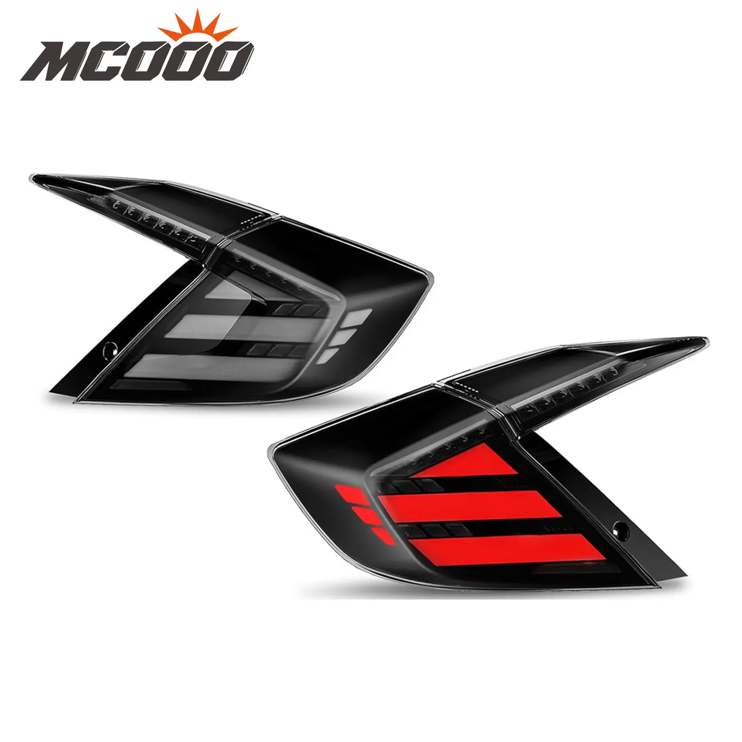 Sequential LED Tail Lights for 2016-2021 Honda Civic 10th Gen Sedan - ABS PMMA Acrylic Custom Smoked Lens Glow Street Style Assemblies, Plug & Play, IP67 Rated, Car Exterior Upgrade Mod, Seq. Signals, Start-Up Animation