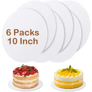 6 Pcs Cake Boards,White Cake Boards 10 inch Round,100%Food-graded Cardboard Cake Rounds,Waterproof and Oil-proof Cake Base for Cake DIY, Wedding, Birthday, Dessert, Pizza Decorating & Exhibition