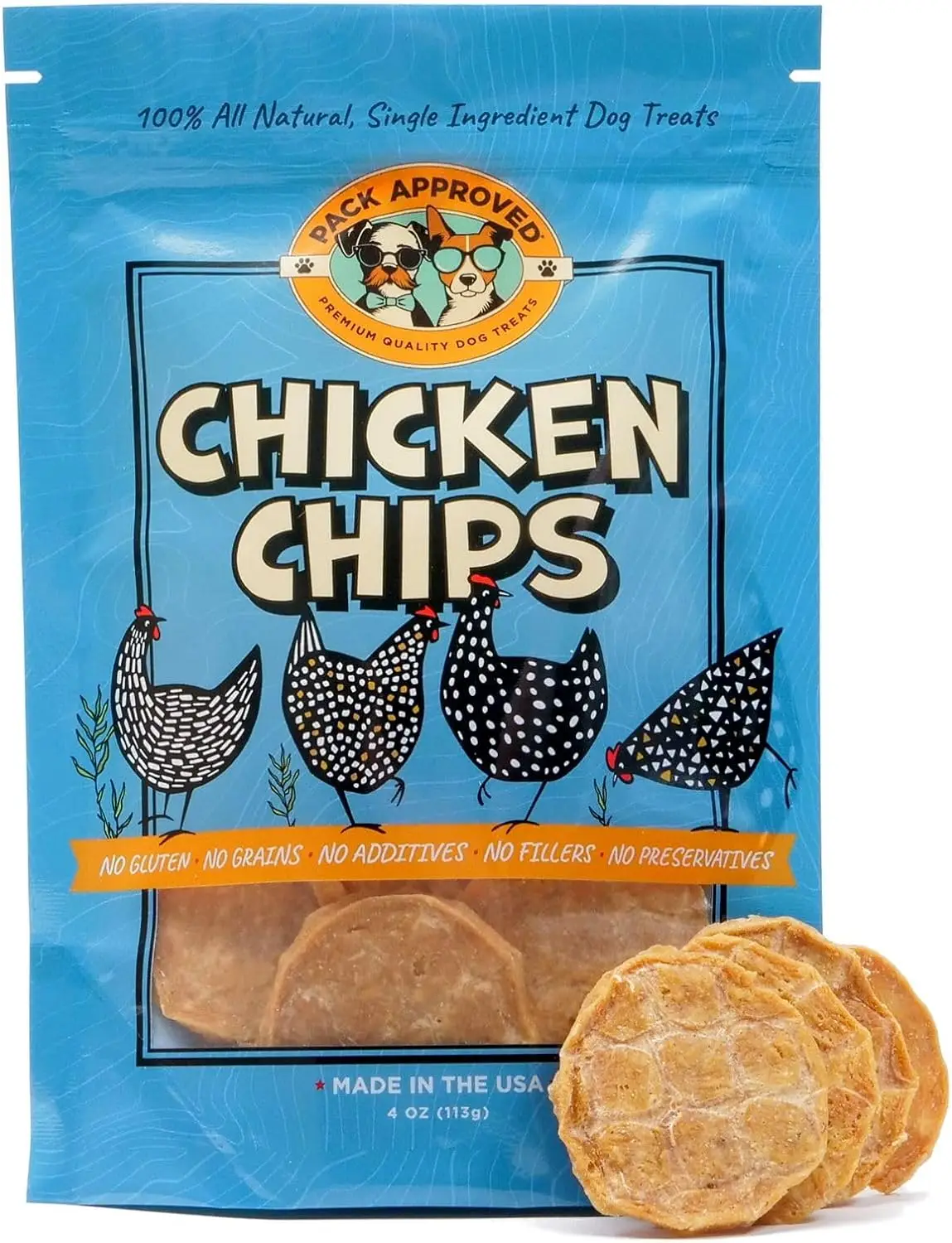 Pack Approved Chicken Chips for Dogs - All-Natural Single Ingredient Dog Treats