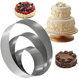 3pcs Stainless Steel Mousse Cake Mold Set (3.94inch+5.91inch+7.87inch) - Round & Heart-Shaped Cheesecake, Tiramisu, Mousse Molds for Home Kitchen Use, Ideal for Layered Cakes, Cookies, Pancakes - Perfect for Birthdays, New Year, Valentine's Day