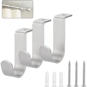Curtain Rod  Bracket 3 count Curtain Rod Brackets Ceiling Mount Metal Ceiling Curtain Rod Hook Sturdy Curtain Bracket for 5/8-1Inch Curtain Rod  Curtain Rod Holder for Drapery