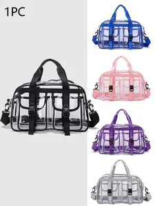 Stylish  simple and transparent multi-pocket  one-shoulder portable messenger bag, trend contrast design, double front pocket storage portable, portable messenger bag practical and versatile for commuting,   Commuter Crossbody Bag, and so on.