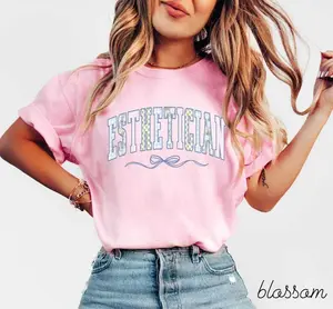 Esthetician Comfort Colors Shirt • Coquette Bow Esthetician Work Tshirt • Esthetician Gifts • Skin Therapist t shirt Fabric Top Womenswear Fit