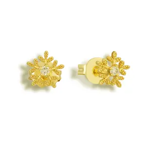 EVRY JEWELS Gold or Silver Plated Women's Hypoallergenic Snowflake Studs