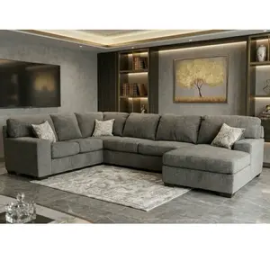 Modern Ash 3 Piece Sectional Sofa with Chaise L Shape Chenille Living Room Couch Comfortable & Stylish Design