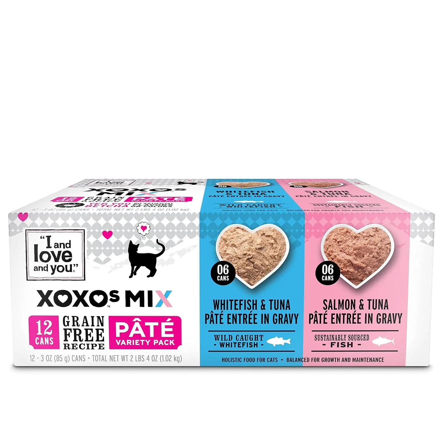 I&Love&You XOXOs Mix Pate Wet Cat Food, Variety Pack, Grain Free, Artificial Preservatives Free, 36 Ounces,(12 x 3 Ounce)