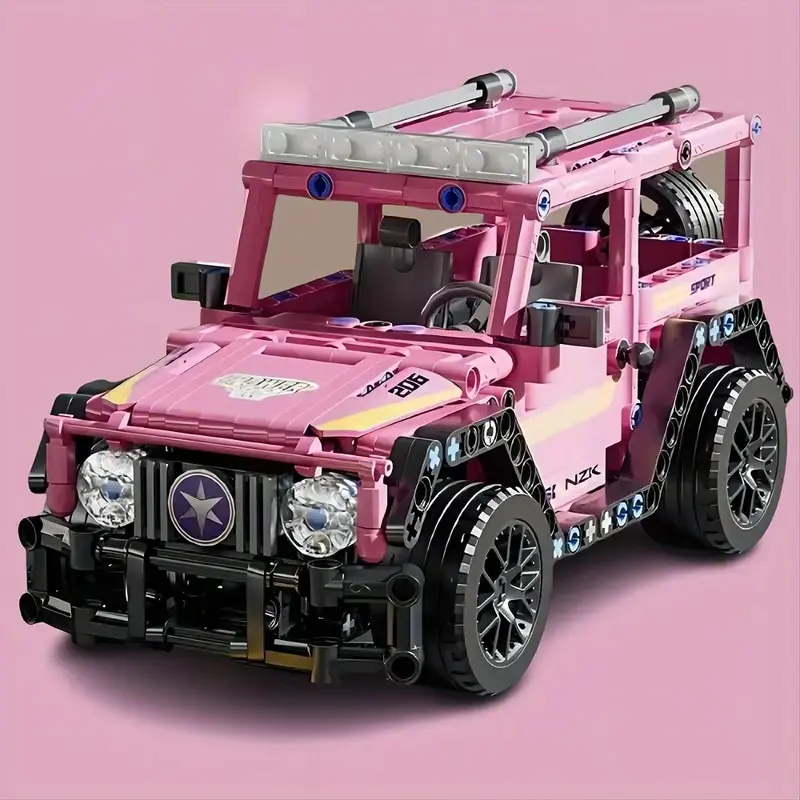 Off-Road Car Construction Building Blocks Set, Openable Hood and Doors, Large Terrain Tires, Work Lights, Adult DIY Kit, Abs Material, Building Block Model, Suv Replica