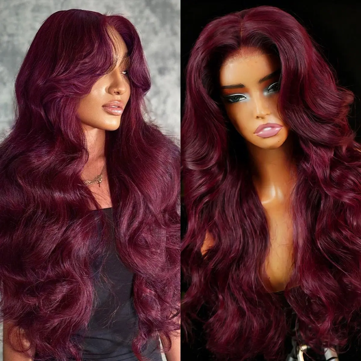 OQ HAIR C Side Part Plum Caspia Layered Cut 7x5 Glueless Wig 220% Density Purple Body Wave 99j Burgundy Wear Go Lace Front wig Human Hair OQ HAIR C Side Part Plum Caspia Layered Cut 7x5 Glueless Wig 220% Density Purple Body Wave 99j Burgundy Wear Go Lace Front wig Human Hair