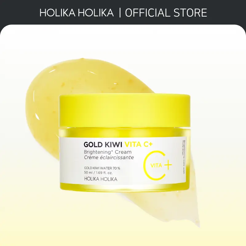 [Holika Holika] Gold Kiwi Vita C Plus Brightening Cream - Vitamin C Facial Moisturizer for Dark Spots & Radiant Glow