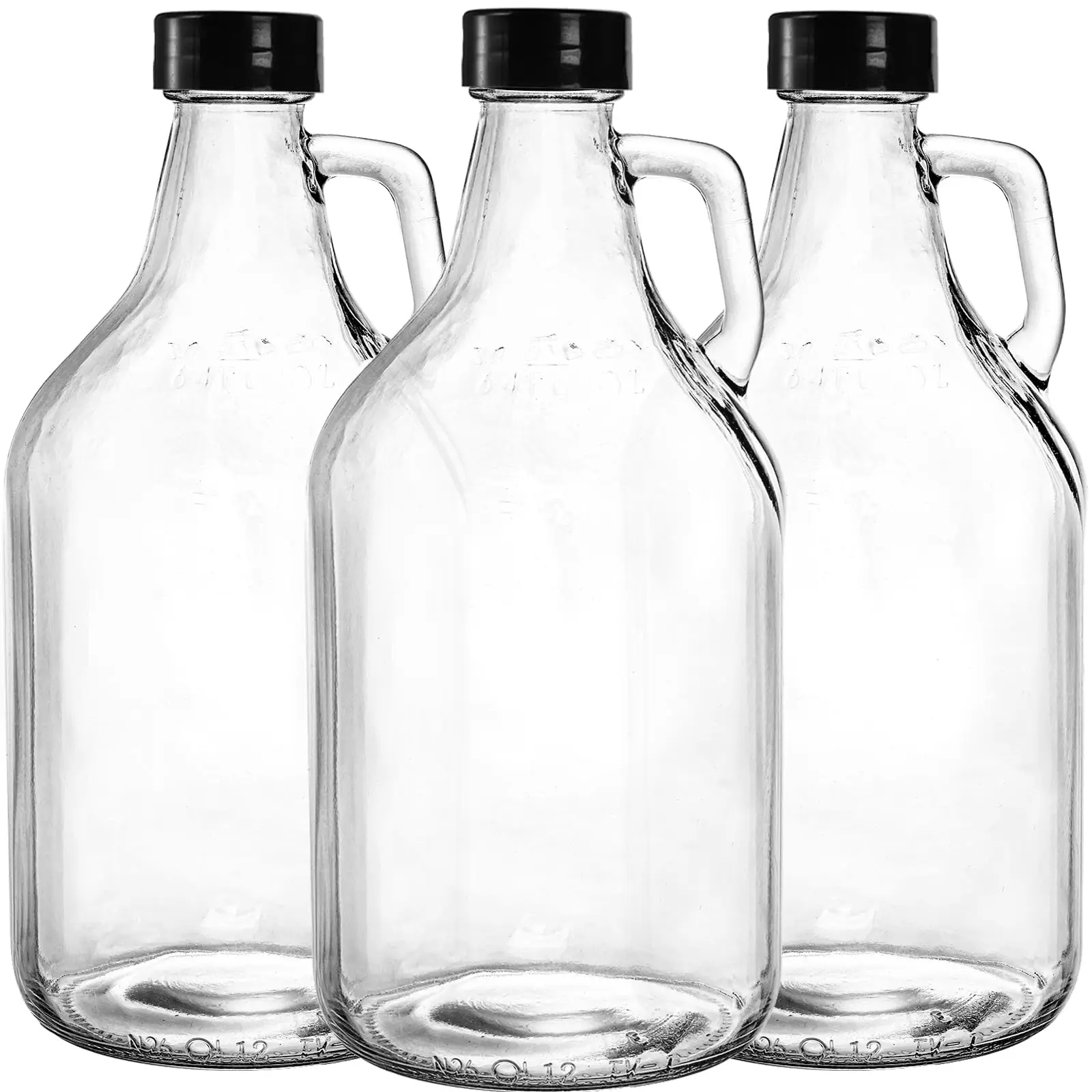 3 Pack Glass Growlers  64 Oz Clear Jug Half Gallon Jugs With Seal Cap And Handle For Beer Home Brewing Kombucha Distilled Water