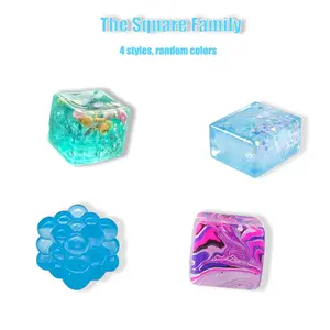 4pcs/set, Sensory Grippie Set - Block Family Slow Rebound Stress Relief Pinching Series, 4 styles, random colors, soft and sticky feel, pressure resistant, creative release, slow rebound kneading, suitable for small gifts at parties, events
