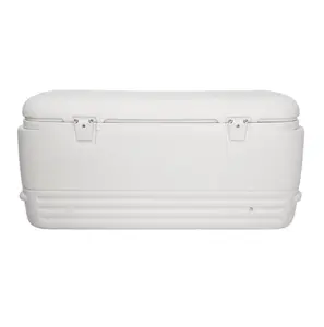 Igloo White Hard Cooler 120 Qt Large Insulated Ice Chest with Drain Plug for Outdoor Camping Fishing Party