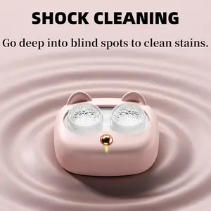 Contact Lens Case , Pink Cleanser,Travel Lightweight Portable Cute Design,Ultrasonic Contact Lens Cleaner,Removable for Soft Lenses, Hard Lenses Storage