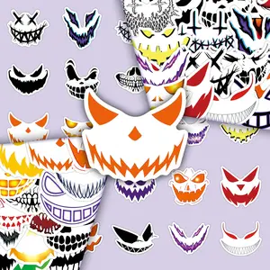 Face Pattern Sticker, 100pcs/set Creative Scary Face Design Decorative Sticker, DIY Decals for Water Bottle, Laptop, Phone Case