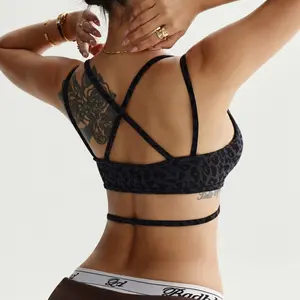 New European and American style leopard print sports bra for women, quick-dry design with double shoulder straps, yoga bra, fitness yoga vest