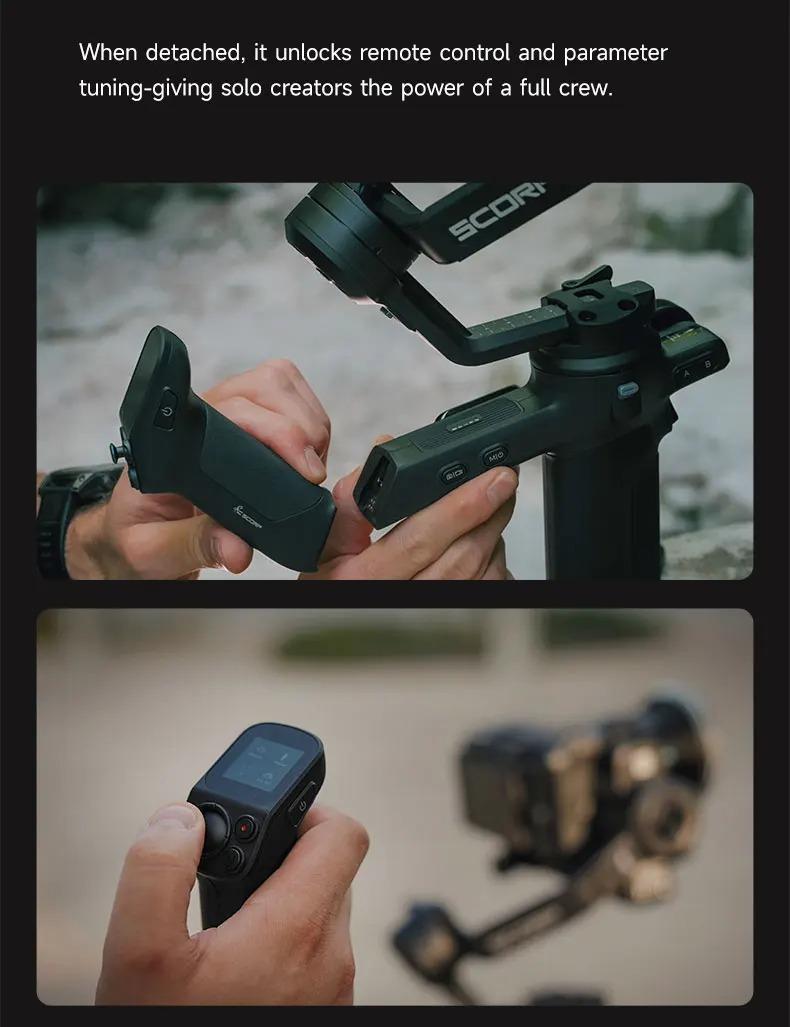 FeiyuTech SCORP 3 Gimbal Stabilizer with AI Tracking, 3-Axis Handheld Stabilizer for Sony Canon DSLR, 3.5kg/7.72lbs Payload, Detachable Wireless Remote Control Handle for Solo Filmmaking