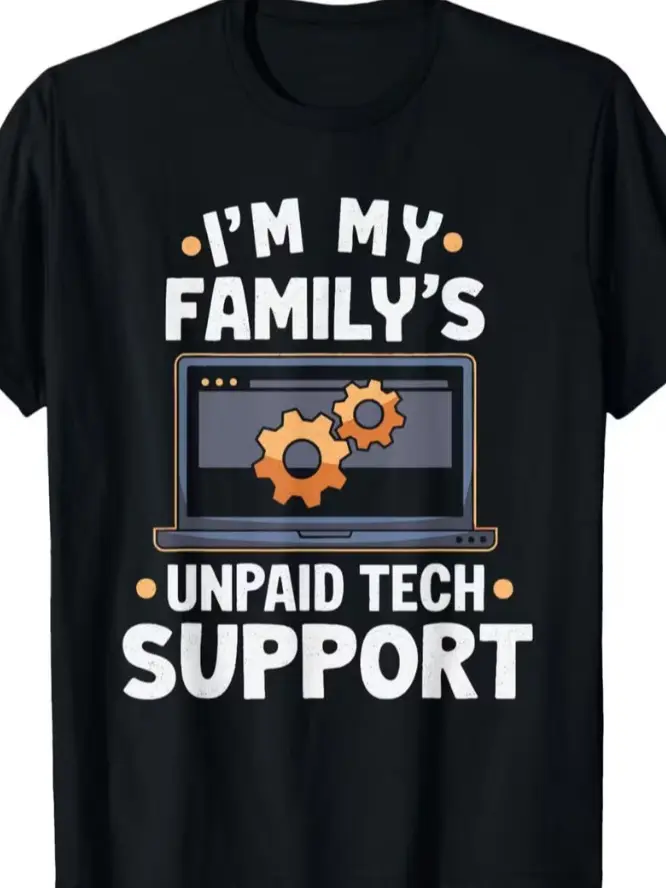 Funny Computer Engineer T-Shirt - "I' Technical Support" Slogan, Tech Humor Gift Suitable for All Seasons, Casual Round Neck Shirt for Professionals, Machine Washable Computer Geek Apparel