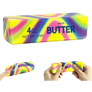 Butter Squeeze Stress Relief Toy, Ultra Soft Slow Rebound Press Toy, Realistic Butter Stick Design, Adult Office Sensory Toy, Vibrant Colors, Soft Squishy Sensory