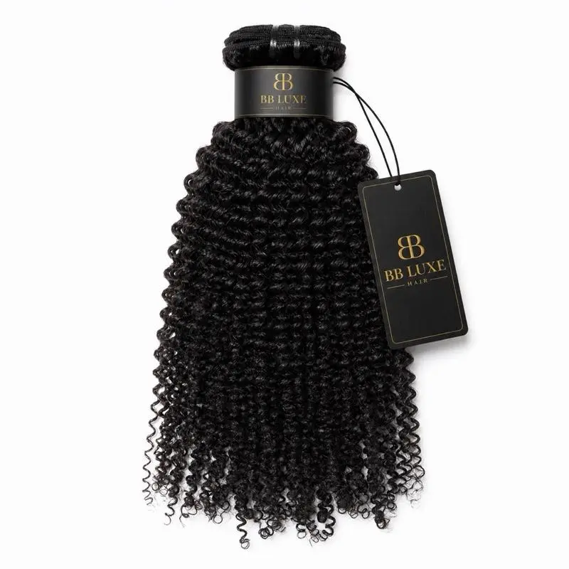 BB Luxe Hair 15A Raw Kinky Curly Human Hair Bundle | Virgin Human Hair Extensions | Single Bundle | Natural Black