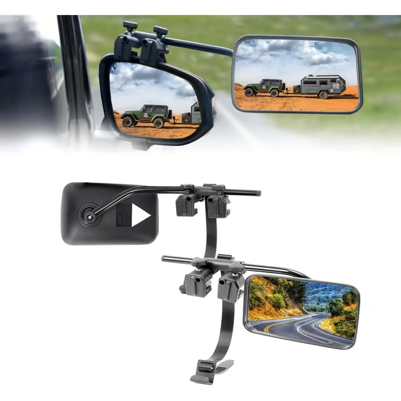 Universal Clip-On Towing Mirror Extenders – Convex Side and Rearview Trailer Mirrors for Trucks, Cars, and RVs