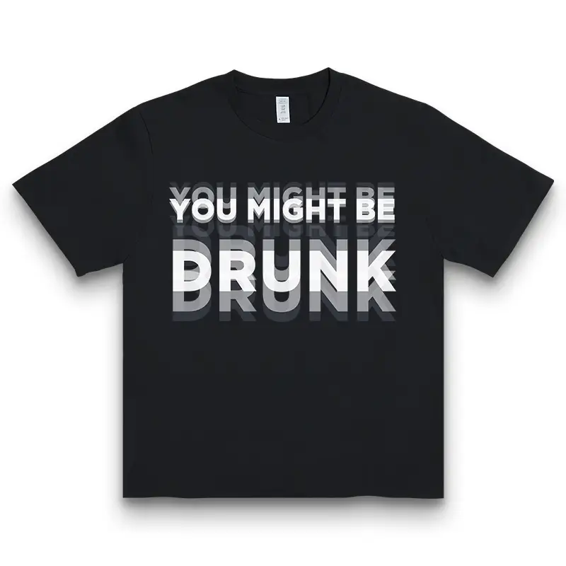 Men's Casual "You Might Be Drunk" Graphic T-Shirt, 100% Cotton Crew Neck Tee, Regular Fit, Short Sleeve, Gradient Print, Summer Fashion Top for Adults