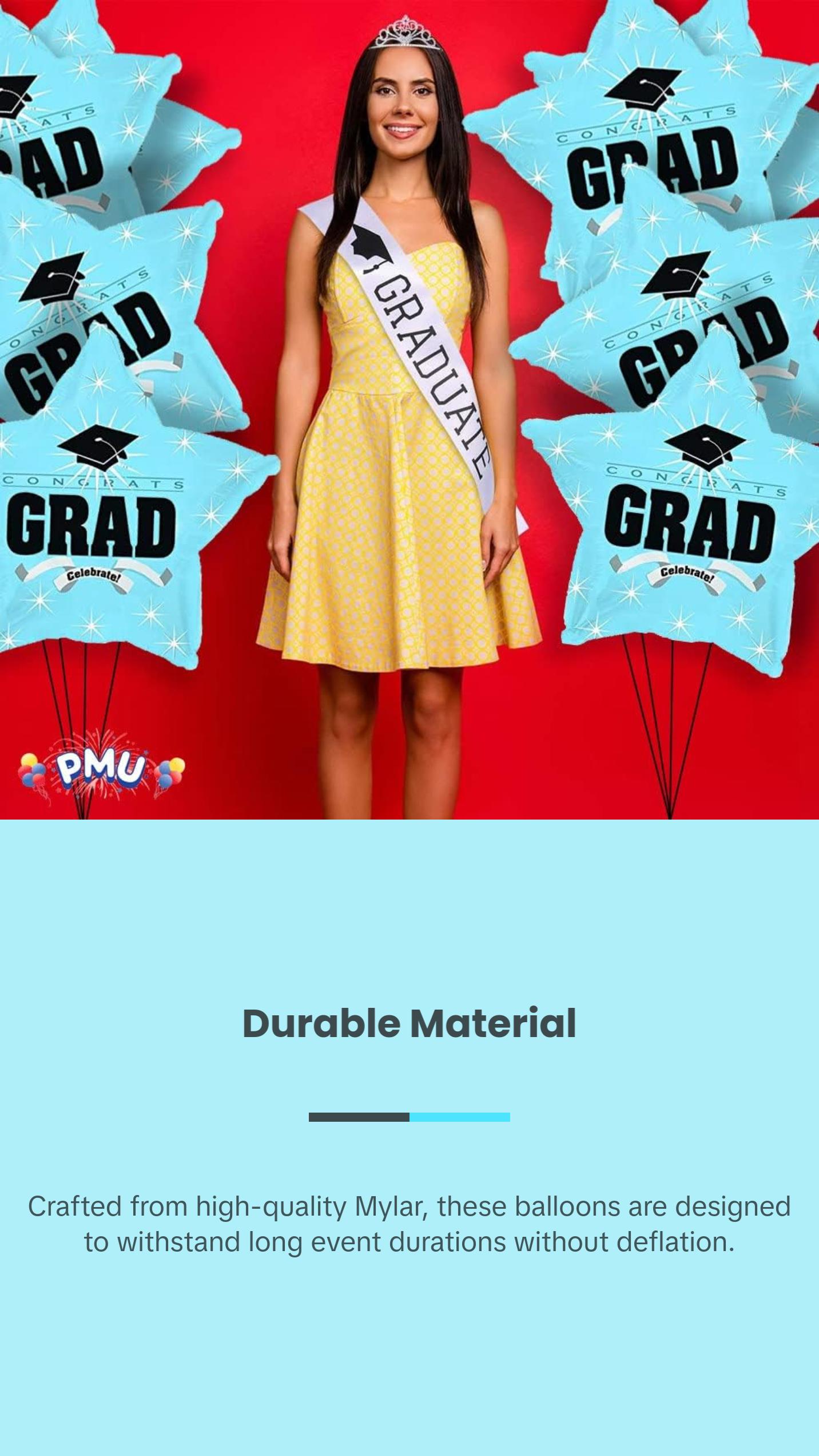 PMU Congrats Grad Cap Balloon, Star 18in Mylar | Graduation Decoration Mylar Balloons | Celebrate Success with Vibrant Graduation Balloons | Balloon Graduation Décor