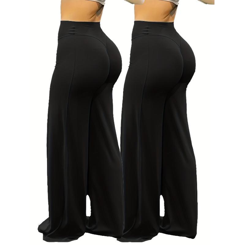 2026  Spring Activewear Essential! 2-Piece Plus-Size Women’s Wide-Leg Yoga Pants Set | Comfortable for Outdoor Yoga, Fitness & Casual Outings | Trendy Athleisure Staple
