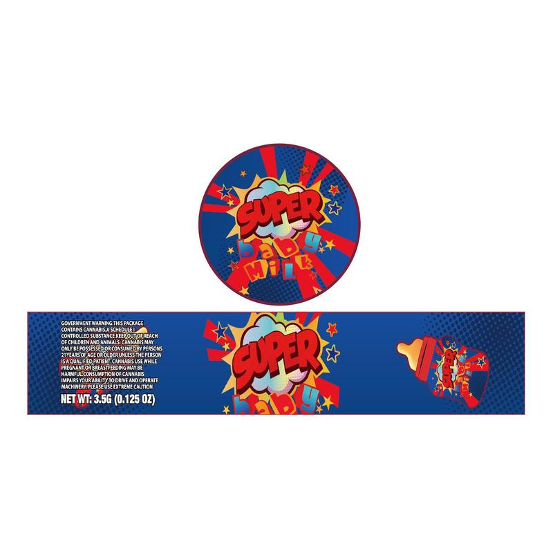 Super Baby Milk 3.5g Glass Jar Holographic Labeling/Stickers Only