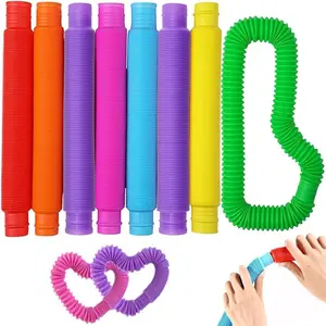 8pcs Sensory &Colorful interlocking Toys, Fidget Toys And Activities .Learning Tool To Stimulate Children's Fine Motor Skills,Includes Pop Tubes To Ease Stress And Anxiety,Educational Stress Relievers,Party/School RewardsClassroom Activities,Random Color.