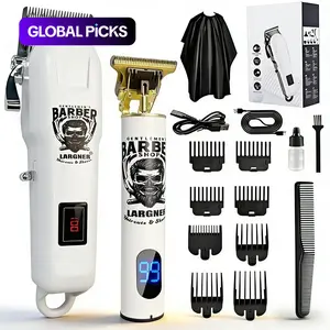 Largner Hair Clipper & Razor Set with Ceramic Blade, 1,200 mAh Wireless Rechargeable Trimmer Kit, Includes 8 Guide Combs for Men, Ideal Gift