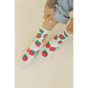 Strawberry Patch Socks-Ivory