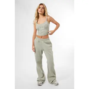 Kaiia Logo Wide Leg Joggers Matcha