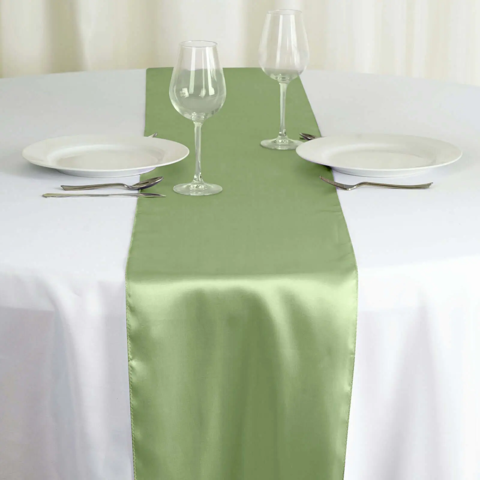 Satin 12"x108" Table Runner Sage Green - Stylish Table Linen Satin 12"x108" Table Runner Sage Green - Stylish Table Linen