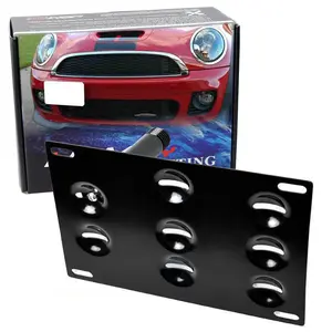 iJDMTOY No Drill Front Bumper Tow Hook License Plate Mounting Bracket Adapter Kit For 2010-16 Mini Cooper R60 Countryman