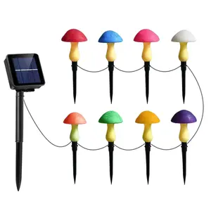 8 Pack Cracked Mushroom Solar Lights Halloween Christmas Multicolored Mushroom Lamp Waterproof Stake Lights Garden Decoration RecabLeght