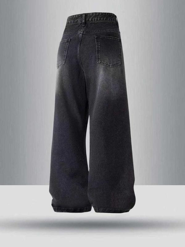 Men'S Casual Wide-Leg Jeans , Relaxed Fit, Mid-Rise, Regular Length, Zipper Fly, All-Season Comfort, Casual Attire | Relaxed Fit Jeans | Comfortable Jeans