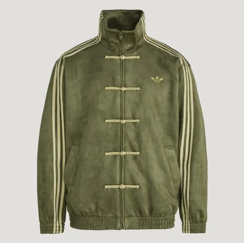 adidas Originals CTT Chinese Track Top Casual Jacket KT3847 Unisex Green Long Sleeve Outerwear for Men and Women Streetwear Style Everyday Layering Versatile Sportswear Look for Travel Campus Weekend Outfit Easy to Pair with Jeans Track Pants and Sneakers