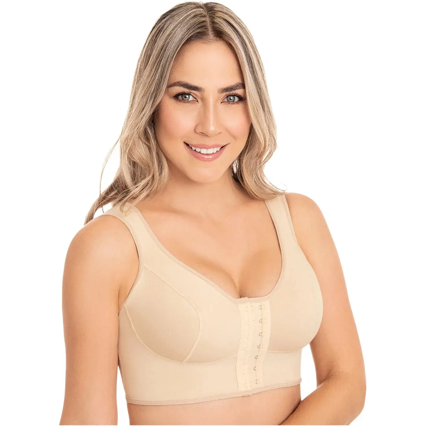 Fajas MYD B0016 Colombian Compression Bra - Adjustable, Breathable, Comfortable Fabric for Post-Surgical Breast Augmentation Support, Fit, Soft, Women