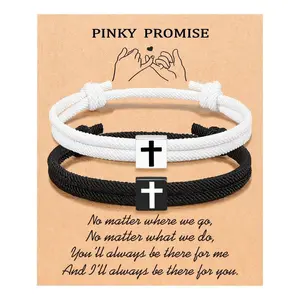 Cross Braided Rope Bracelet for Men Boys Christian Baptism Christmas Valentine's Day Gifts for Couples
