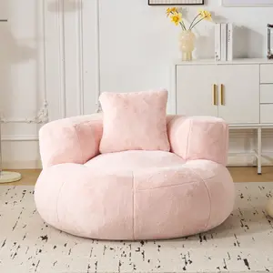 MOJAY Floral Bean Bag Chair for Adults, Ultra Soft Faux Fur Floor Sofa with Matching Pillow, Large Cozy Reading Chair for Living Room & Bedroom