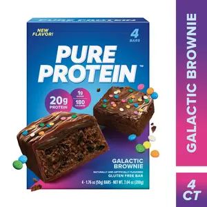 Pure Protein Bars, Galactic Brownie, 20g Protein, Gluten Free, 7.04 Ounce, 4 Count