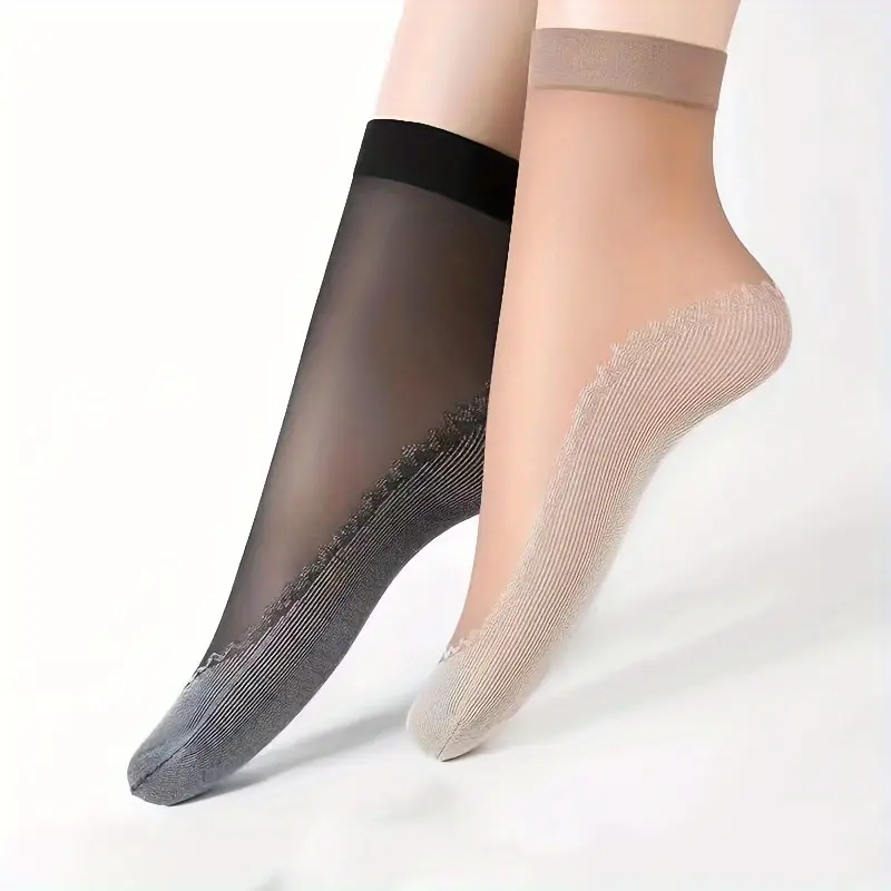 10 Pairs Women's Short Sheer Stockings, Non-Slip Cotton Sole, Ultra-Thin & Run-Resistant, Comfortable Moisture-Wicking Loose Band Massage Stockings