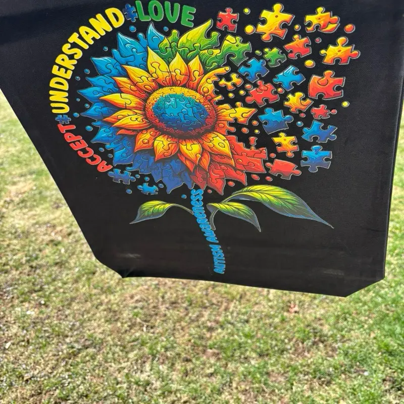 Large autism awareness canvas bag