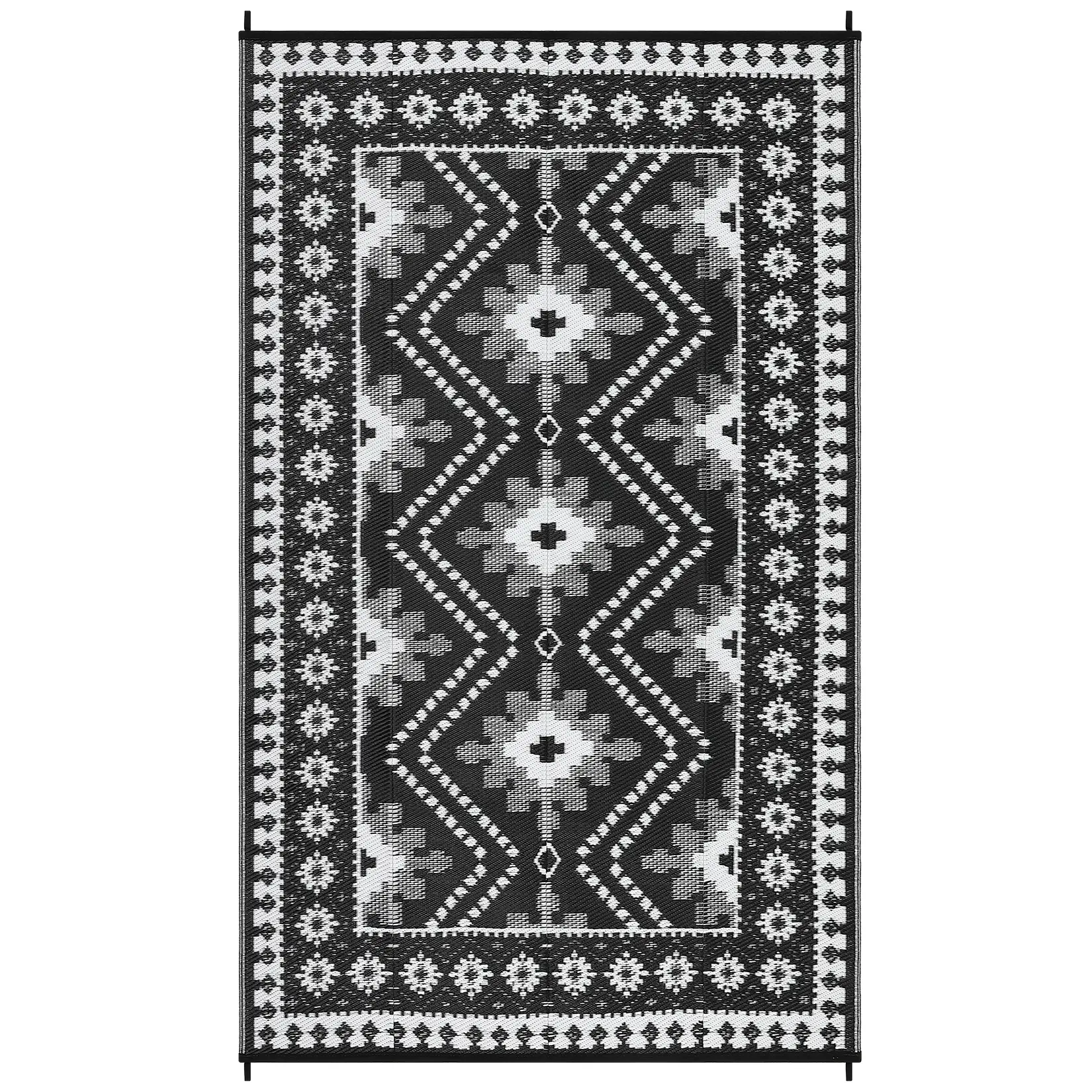 Easy-Clean Outdoor Woven Rug – Modern Collapsible Plastic Carpet – Portable Garden & Camping Mat – Durable Floor Area Rug – Black Coffee, 9x18ft (274x549cm)