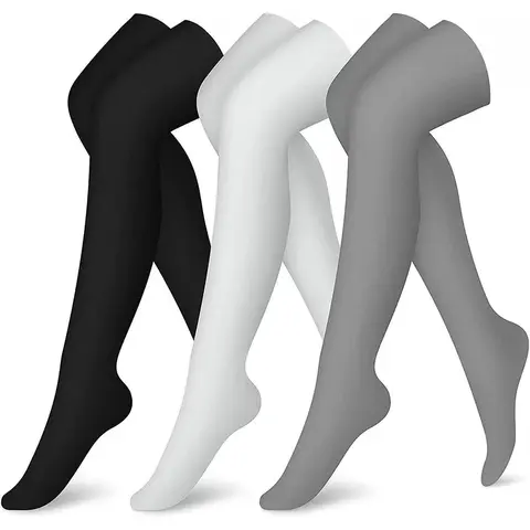 MhzyCaus Unisex Over-the-Knee Compression Socks – Black White Grey Sport Long Tube for Running & Outdoor men Compression Knee-High Socks Pattern Striped Thigh Party stocking Tubesocks