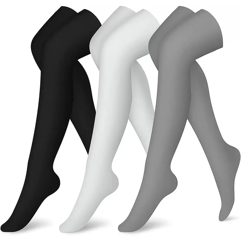 MhzyCaus Unisex Over-the-Knee Compression Socks – Black White Grey Sport Long Tube for Running & Outdoor men Compression Knee-High Socks Pattern Striped Thigh Party stocking Tubesocks